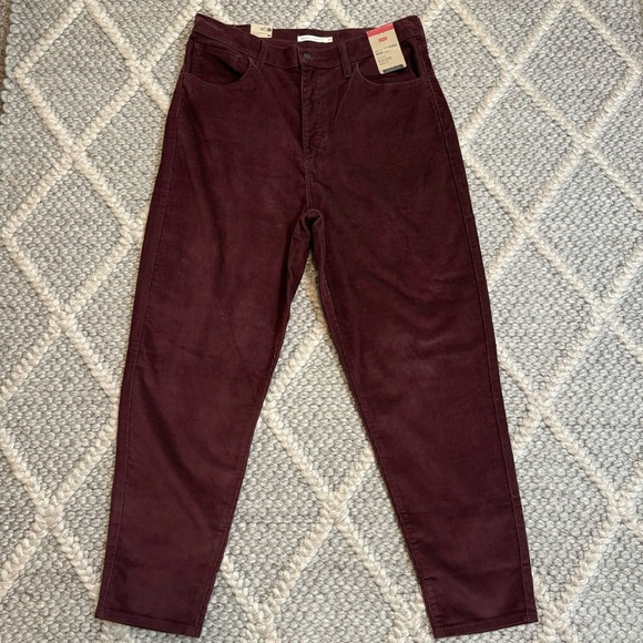 NWT! Levi’s High-Waisted Mom Burgundy Corduroy Jeans Size 33 26986-0048 - Picture 3 of 11